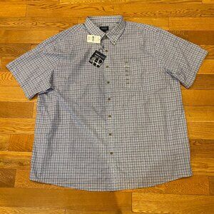 HB Harbor Bay Shirt Mens 2XL Blue Plaid Button Up Short Sleeve Big Tall NWT